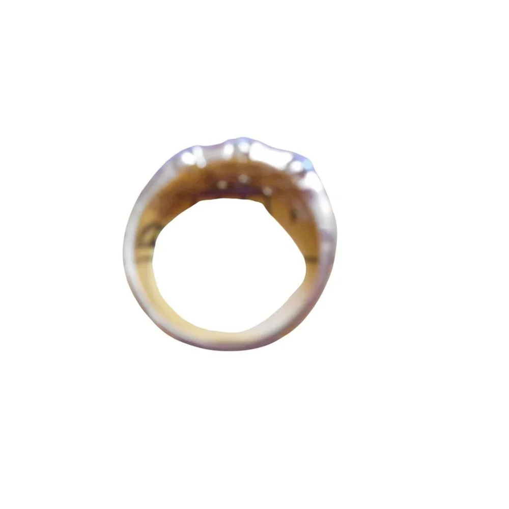 lia sophia CZ and gold tone wide ring signed Sz 7 / 7.5 / 8 - Picture 5 of 6